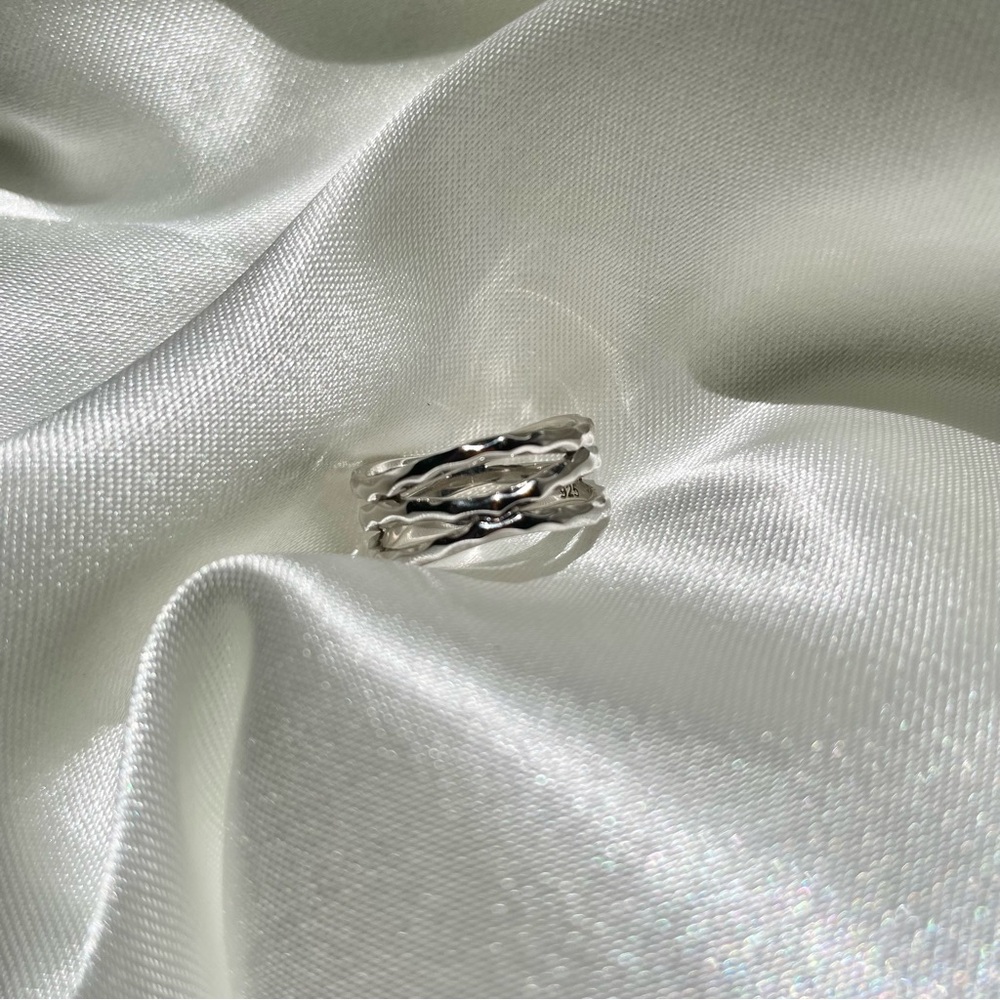 3 Tiered Hammered 925 Sterling Silver Ring